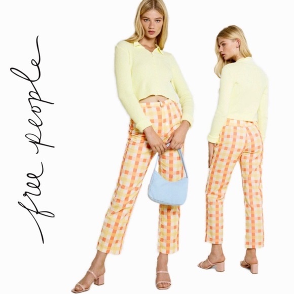 NEW Free People Women's She's All That Plaid Crop ANKLE High Waist Pants  NWT - Picture 9 of 9